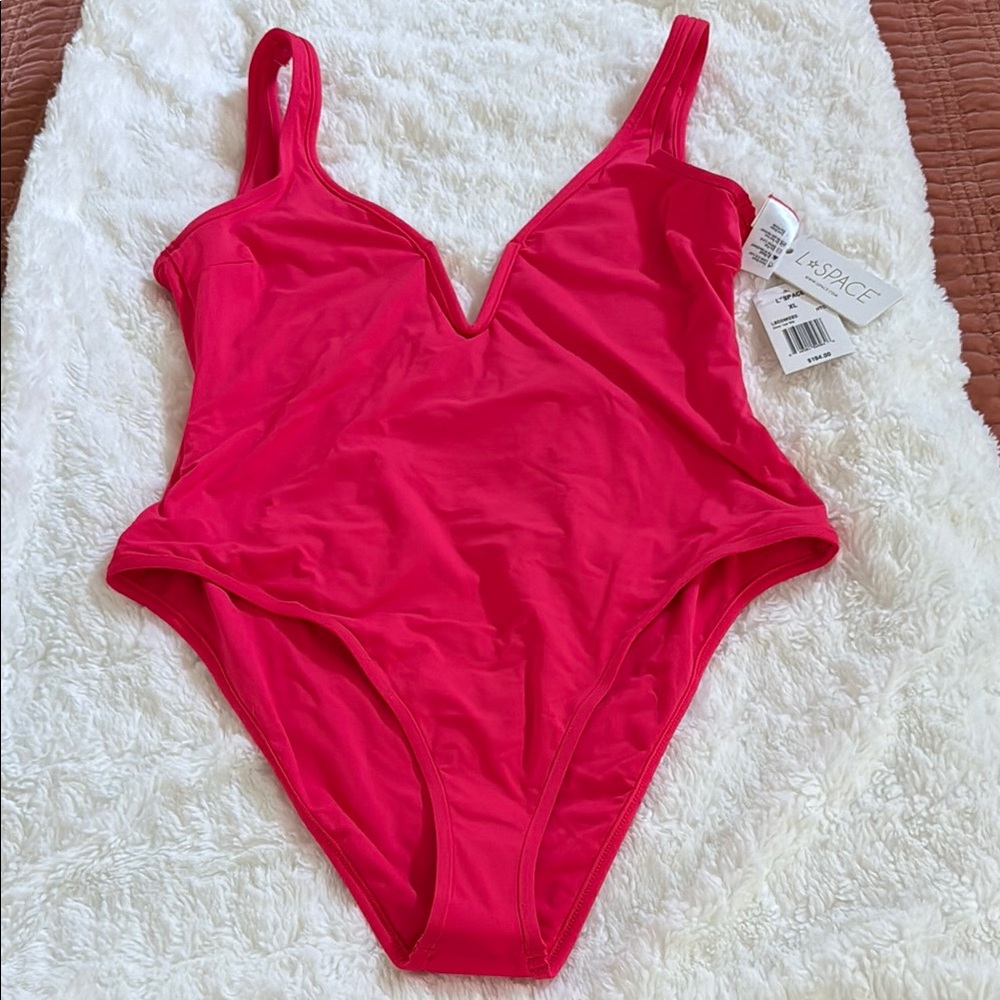 L*Space Vibrant Pink V-Neck Swimsuit